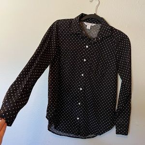 Old Navy The Classic Shirt Long Sleeve Polka Dot Button Down Shirt